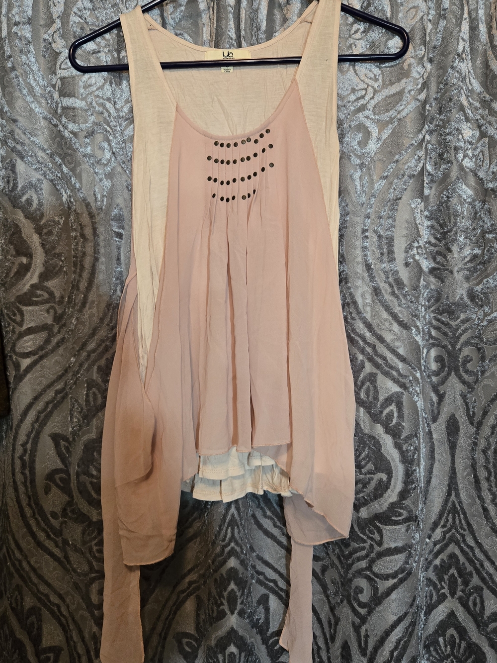 Ya Los Angeles Blush Pink & Cream Layered Studded Tank